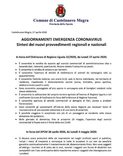 Aggiornamento 27 Aprile 2020