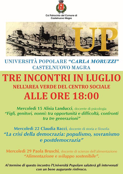 Tre incontri in Luglio 2020