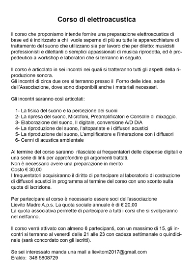 Corso di elettracustica - Programma